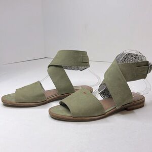 ED Ellen Degeneres Sanja Sandals Ankle Wrap Leather Suede Olive Comfort 7.5 37.5